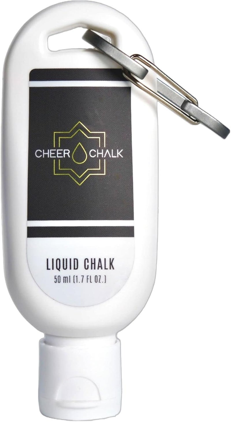 Cheer Chalk Liquid Chalk - Chalk for Elite Cheerleading - Chalk for Stunting - Chalk for Gymnastics - 50ml Bottle with Carabiner - 50 Practices Per Bottle - Maximum Grip for Safer Stunting - Image 1